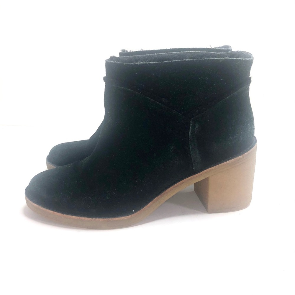 UGG black suede furry ankle heels size 9
